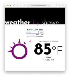 Screenshot of Weather by Shawn website